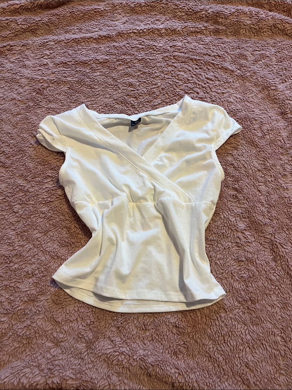 SHEIN White Wrap-Front Short Sleeve Blouse